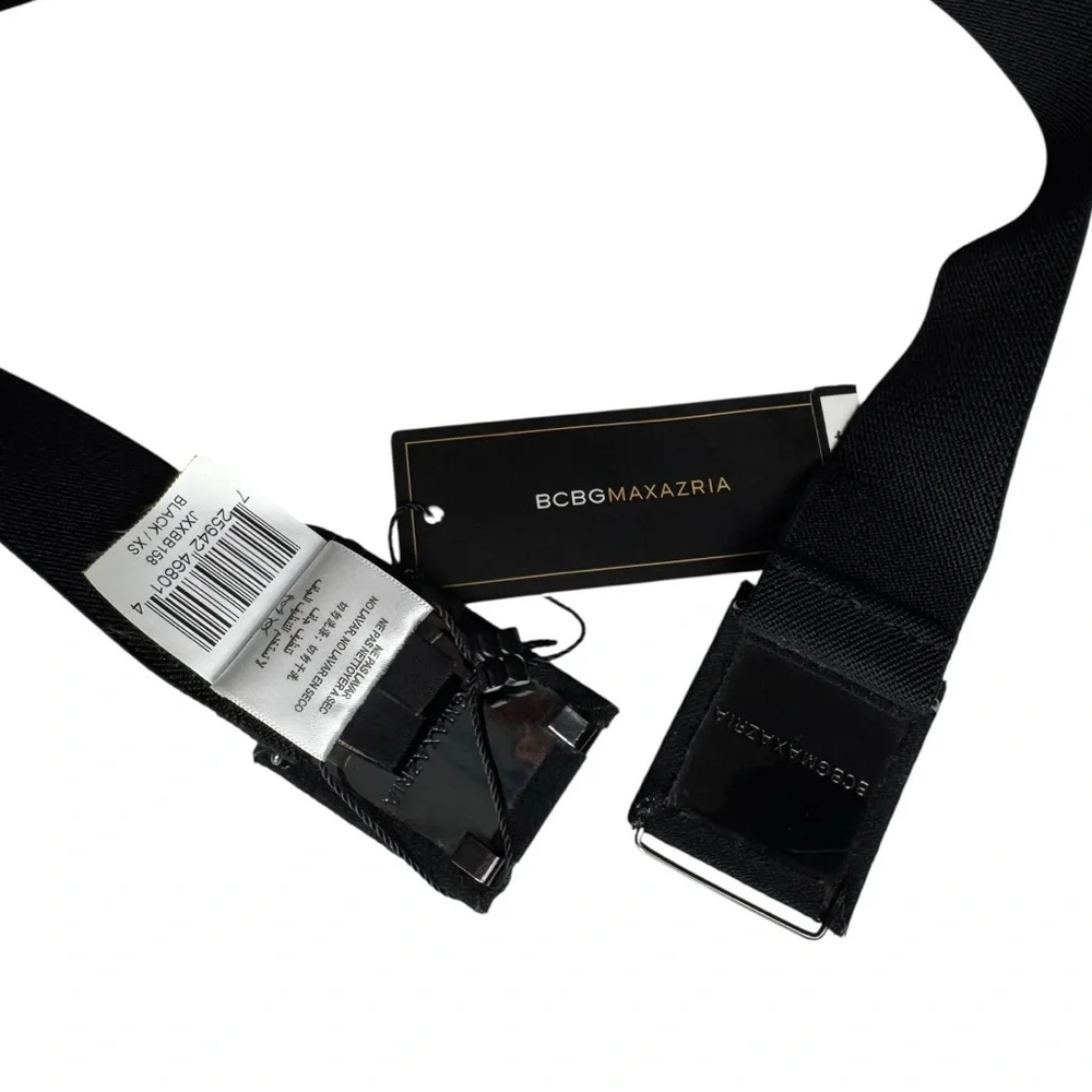 NWT BCBGMAXAZRIA Black Embellished Stretch Waist Belt, Size XS